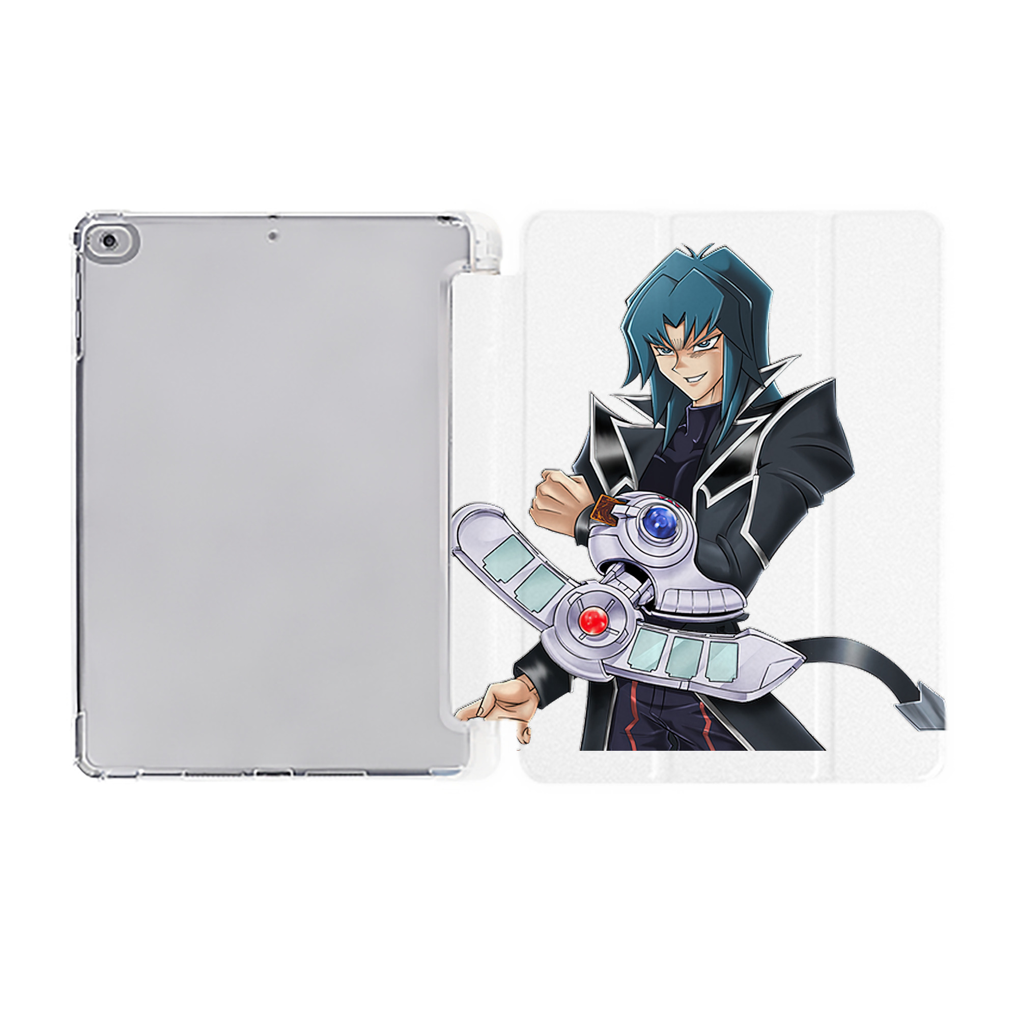 （画像用） 遊☆戯☆王 Yu-Gi-Oh! IPad ケース ペン収納付き 三つ折りスタンド PUレザー×シリコン 対応機種9.5/10.5/10.9インチ